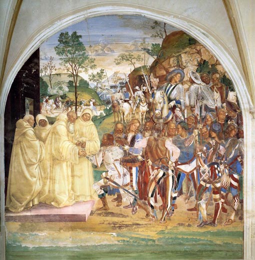 Life of Saint Benedict Scene 28 Benedict Recognizes and Receives Totila:  1499-1502
